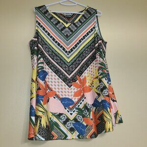 ROZ & ALI BOHO WOMENS TOP MULTI COLORS SIZE LARGE NO SLEEVES